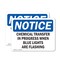 Signmission Chemical Transfer In Progress When Blue OSHA Notice Sign, Vinyl Decal, 7in W x 5in L, 2PK OS-2PACK-NS-D-57-L-10576 - alternate 1